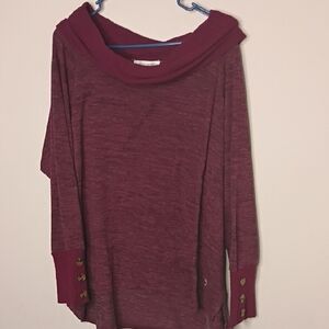 New York Laundry Off-the-Shoulder Burgundy Sweater